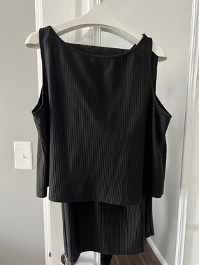 La Vie En Rose Black Ribbed Tank Top and Pants